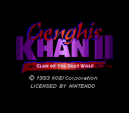 Genghis Khan II - Clan of the Gray Wolf (USA) Title Screen